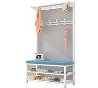 SLGGPJBU Appendiabiti autoportante con panca scarpiera, carico massimo 300 kg, per vestiti, borse, scarpe, per ingresso e ingresso