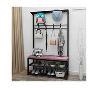 SLGGPJBU Appendiabiti con scarpiera, panca portaoggetti da ingresso, organizer con ganci e scarpiera, 3 in 1, con ripiani, ganci, struttura in metallo industriale