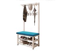 SLGGPJBU Appendiabiti da ingresso, scarpiera, con panca portaoggetti e appendiabiti 3 in 1, organizer con 10 ganci, struttura in metallo, 80 x 33 x 172 cm