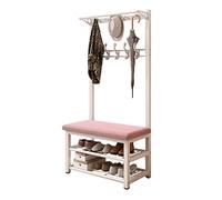SLGGPJBU Appendiabiti da ingresso, scarpiera, con panca portaoggetti e appendiabiti 3 in 1, organizer con 10 ganci, struttura in metallo, 80 x 33 x 172 cm