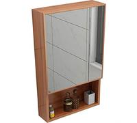 SLGGPJBU Armadietto a specchio con contenitore per bagno, mobiletto da parete per camera da letto, scaffale per oggetti da parete, armadio da parete con specchio per trucco, 40 x 65 x 11 cm, marrone