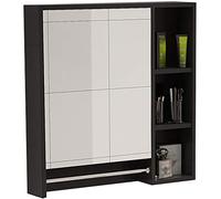 SLGGPJBU Armadietto a specchio per bagno, mensola a parete, specchio da bagno con barra porta asciugamani, articoli per la casa, armadio da parete, mobiletto da bagno, 70,5 x 75 x 13 cm, nero