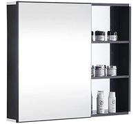 SLGGPJBU Armadietto da bagno a parete, armadietto a specchio da bagno, specchio da bagno in alluminio, con mensola a parete, 73 x 13 x 68 cm, nero