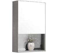 SLGGPJBU Armadietto da bagno a parete, armadietto da bagno a doppio spessore, in acciaio inox, con specchio, armadietto a parete per WC a mezza cornice, 50 x 70 cm