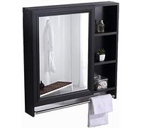 SLGGPJBU Armadietto da bagno a parete, con specchio, in alluminio, con porta asciugamani