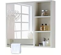 SLGGPJBU Armadietto da bagno a parete in legno da parete, con specchio singolo, 70 x 70 x 13 cm, bianco