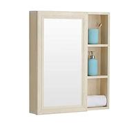 SLGGPJBU Armadietto da bagno con specchio, armadietto da parete con specchio, 5 ante, cornice in legno, 70 cm