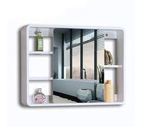 SLGGPJBU Armadietto da bagno con specchio con grandi ripiani regolabili, doppie ante a specchio, armadio da parete, armadio da bagno, montaggio a parete, 120 x 60 x 14 cm, bianco