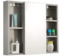 SLGGPJBU Armadietto da bagno con specchio, da parete, per casa o hotel, armadietto a specchio da bagno in acciaio inox a parete con rack