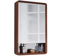 SLGGPJBU Armadietto da bagno con specchio, da parete, per casa o hotel, armadietto a specchio da bagno a parete con specchio, con scaffale, 50 x 14 x 80 cm, marrone