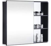 SLGGPJBU Armadietto da parete per bagno, armadio a specchio da bagno, specchio da bagno in alluminio, con mensola a parete, 60 x 13 x 68 cm, nero