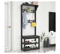 SLGGPJBU Asta appendiabiti 3 in 1 con panca e stand appendiabiti, porta scarpe, ingresso con panchina, con telaio in metallo/nero/grigio/100