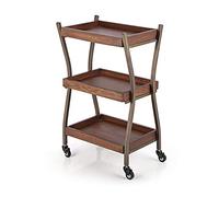 SLGGPJBU Carrelli di servizio 3 strati Tea Cart Arte del ferro Carrello da pranzo Carrello di legno Vassoio di rotolamento Strumento di stoccaggio Carrello Mobile Hotel & Ristorante Mobili di
