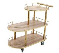 SLGGPJBU Carrelli di servizio a 3 strati Carrello da tè in acciaio inossidabile Carrello da pranzo Vassoio in legno Carrello di stoccaggio Carrello Mobile Hotel & Restaurant Mobili d'arredamento