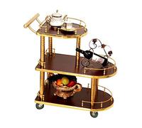 SLGGPJBU Carrelli di servizio a 3 strati Carrello da tè in acciaio inossidabile Carrello da pranzo Vassoio in legno Carrello di stoccaggio Carrello Mobile Hotel & Restaurant Mobili d'arredamento