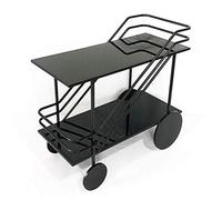 SLGGPJBU Carrello a 2 ripiani per bagno auto cucina grande ruota nera per cucina hotel ristoranti e case di cura nero