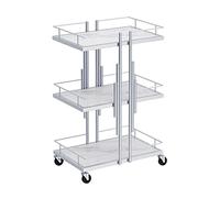 SLGGPJBU Carrello a 3 ripiani per salone di bellezza, casa, hotel, salvaspazio, con ripiani in finto marmo, colore argento