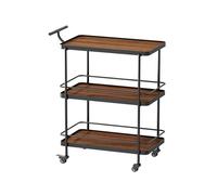 SLGGPJBU Carrello a tre strati per riporre bevande per hotel e ristoranti, ideale per torte e tè, carrello per la consegna mobile per la casa, piccolo carrello portaoggetti da pavimento, nero