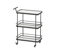 SLGGPJBU Carrello a tre strati per riporre bevande per hotel e ristoranti, ideale per torte e tè, carrello per la consegna mobile per la casa, piccolo carrello portaoggetti da pavimento, nero