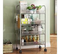 SLGGPJBU Carrello con ruote a 360°, carrello portaoggetti da cucina a 3/4 livelli, carrello multiuso multiuso, carrello da portata mobile per bagno/garage/biblioteca, montaggio rapido