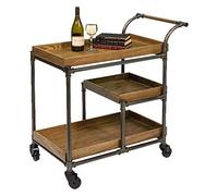 SLGGPJBU Carrello da bar in legno massello e ferro in stile industriale vintage per cucina di casa hotel mobile cucina catering carrello portaoggetti con ripiano per carrello da tè