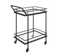 SLGGPJBU Carrello da catering in vetro con struttura in metallo, facile da spostare, mini bar, cocktail, carrello da bar per casa, soggiorno