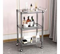 SLGGPJBU Carrello da cucina a 3 livelli, carrello portaoggetti con maniglia, carrello multiuso con ruote, facile da montare per bagno, grigio chiaro