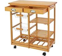 SLGGPJBU Carrello da cucina a isola con portaoggetti e portasciugamani Carrello da portata mobile in legno con ruote per cucina Utility Isola da tavolo per cucinare