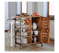 SLGGPJBU Carrello da cucina con armadietto e ruote, multifunzione, con ripiani e maniglia rimovibile, gancio e armadio inclusi per riporre comodamente la cucina