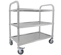 SLGGPJBU Carrello da cucina in acciaio inox a 3 ripiani con ruote bloccabili, per catering, per hotel e ristoranti