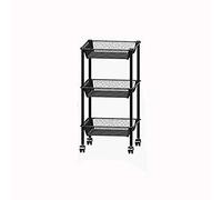 SLGGPJBU Carrello da cucina Scaffale Carrello Nero Quadrato Trolley Rack Carrello Domestico Carrello Cucina Stoccaggio Multifunzione Mobile, 3layer