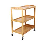 SLGGPJBU Carrello da portata in legno con vassoio a 4 livelli e ruote di bloccaggio per cucina, hotel, ristoranti, carrello portaoggetti in legno massello per sala da pranzo e casa di cura