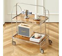 SLGGPJBU Carrello da pranzo mobile a 2 livelli, scaffale da bagno con ruote, tavolino da portata multifunzionale, colore foglia di tè