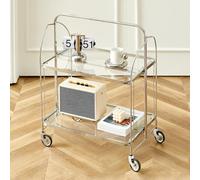 SLGGPJBU Carrello da pranzo mobile a 2 livelli,Scaffale portaoggetti da bagno con ruote,Carrello da portata multifunzionale per divano