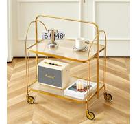SLGGPJBU Carrello da pranzo mobile a 2 livelli,Scaffale portaoggetti da bagno con ruote,Carrello da portata multifunzionale per divano