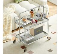 SLGGPJBU Carrello da pranzo mobile a 2 livelli,Scaffale portaoggetti da bagno con ruote,Carrello da portata multifunzionale per divano
