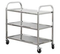 SLGGPJBU Carrello da servizio, carrello da cucina in acciaio inossidabile, carrello da cucina a 2/3 piani, staccabile, con ruote bloccabili, ripiano portaoggetti per hotel, ristorante, casa