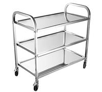 SLGGPJBU Carrello da servizio in acciaio inox, rimovibile, con ruote di bloccaggio, scaffale da cucina e auto, per hotel, ristorante, casa, 3 ripiani, 95 x 50 x 95 cm