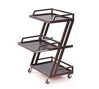SLGGPJBU Carrello da tè a 3 livelli con vassoio in legno Carrello di stoccaggio per hotel e ristorante Carrello da pranzo in ferro per uso mobile