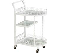 SLGGPJBU Carrello di servizio a 3 ripiani in ferro L50W36H82 cm, carrello da cucina, carrello da cucina per hotel, ristorante, scaffale, casa, ospedale, bianco