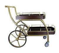 SLGGPJBU Carrello di servizio, carrello da bar in metallo, carrello da portata in legno, carrello da portata a 2 livelli, carrello da bar con 4 ruote, adatto per ristorante, hotel