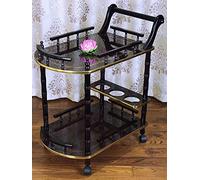 SLGGPJBU Carrello di servizio dell'hotel del carrello del pannello di legno solido 3 Tier Glass Bar e Catering Cart Kitchen che serve il carrello per il bar del tè