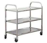 SLGGPJBU Carrello in acciaio inox, carrello di servizio, carrello da portata, carrello da cucina, con ruote di bloccaggio, per hotel, ristorante, casa, 3 ripiani, 95 x 50 x 95 cm