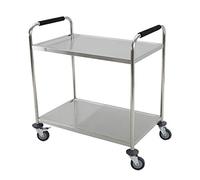 SLGGPJBU Carrello in acciaio inox con 2 strati Rolling Tea Cart per hotel e ristorante Carrello portautensili mobile per mobili da arredamento
