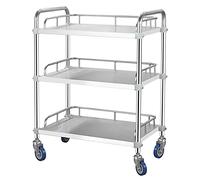 SLGGPJBU Carrello in acciaio inox con ruote bloccabili per albergo/ristorante/casa, carrello da catering rimovibile con vano portaoggetti, 2 livelli, 80 x 48 x 86 cm