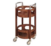 SLGGPJBU Carrello in metallo a 2 livelli con ripiani in legno massello per cucina, bagno, sala da pranzo, carrello multiuso in acciaio inox per riporre e organizzare