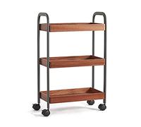 SLGGPJBU Carrello mobile Rack,Carrello di servizio bar in legno massello,Carrello di servizio cucina mobile,Carrello di servizio in metallo in legno stile vintage industriale