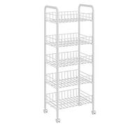 SLGGPJBU Carrello multiuso in rete metallica con ripiani a 3 ripiani, per ufficio, camera da letto e cucina, colore bianco.