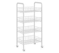 SLGGPJBU Carrello multiuso in rete metallica con ripiani a 3 ripiani, per ufficio, camera da letto e cucina, colore bianco.