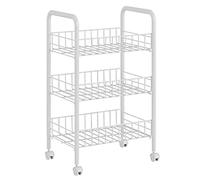 SLGGPJBU Carrello multiuso in rete metallica con ripiani a 3 ripiani, per ufficio, camera da letto e cucina, colore bianco.